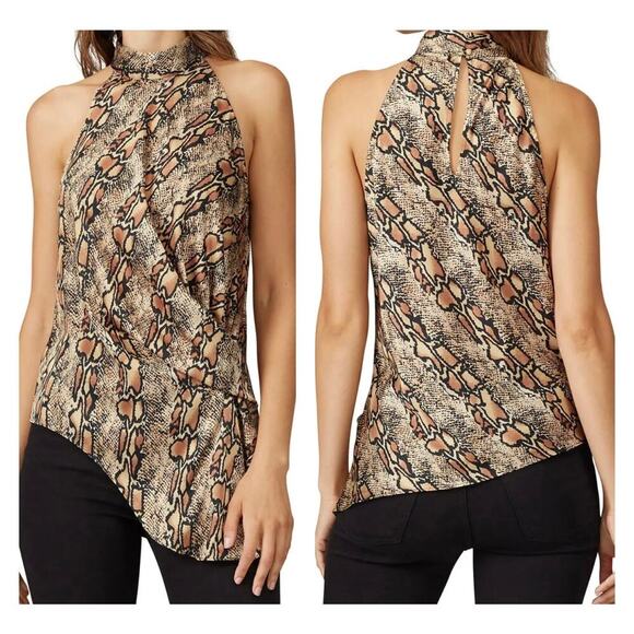 Great Jones Snake Print High Neck Drape Top Blouse Sleeveless Size Small - Picture 1 of 11